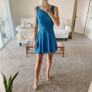 Trixxi blue lace fit and flare mini dress